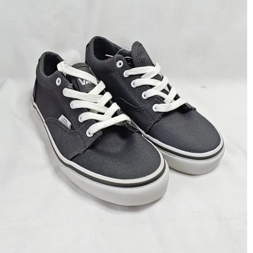 Vans Kress Sneakers Grey White Canvas Lace Up Youth Size 1 New Unisex
